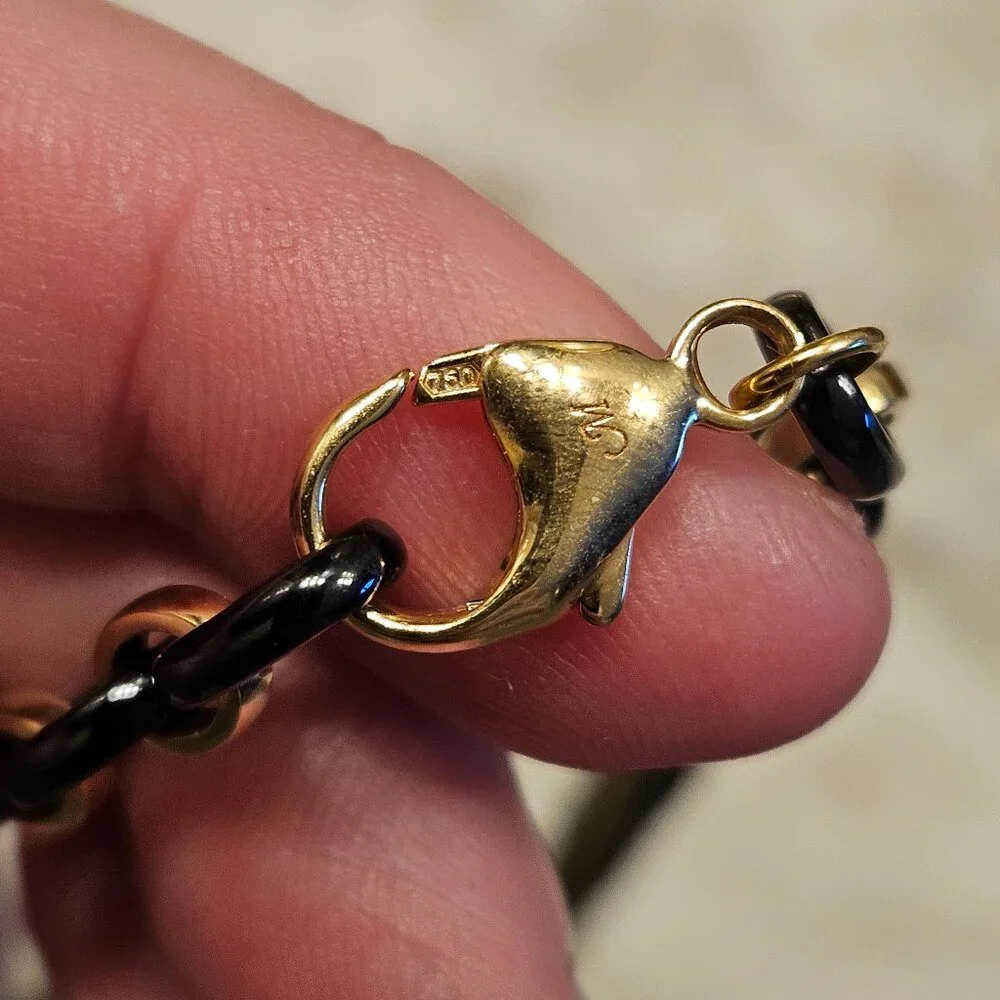 RARE MONICA RICH KOSANN AUDREY BLACK CERAMIC 18K GOLD 18